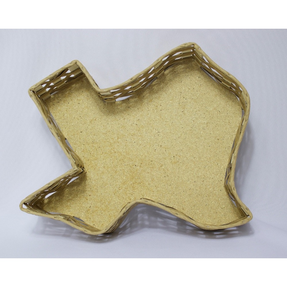 Texas State Shaped Woven Wicker Basket Tray Cork‎ Bottom 16"
